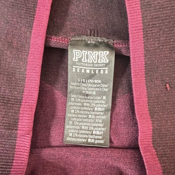 PINK Victoria's Secret Burgundy Wide Waistband Seamless Leggings Size Large - Picture 8 of 10